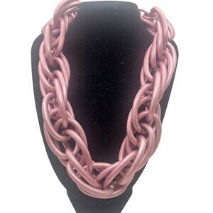 Chunky Pink Chain Necklace 18" Statement Collar Y2K Vintage Oversized Layer LOOK